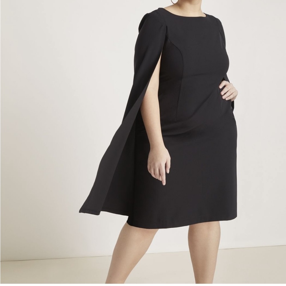 Eloquii Black Cape Sleeve Dress